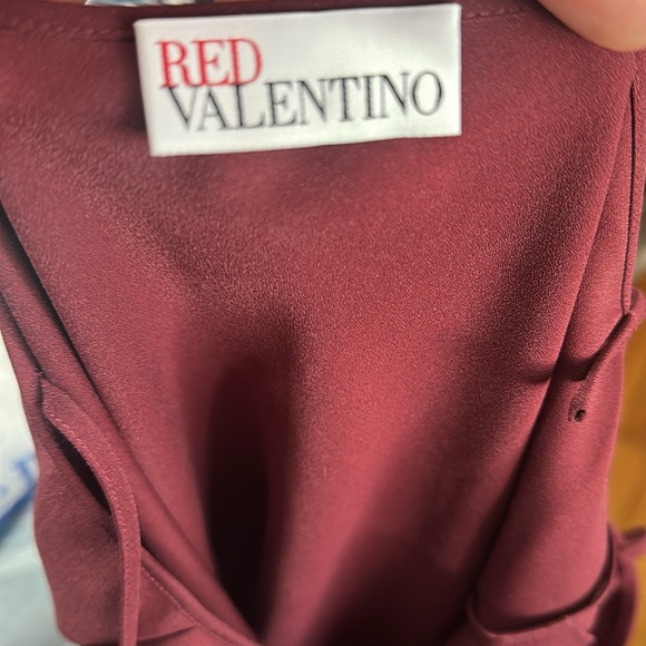 RED VALENTINO Elegant Burgundy Spaghetti Strap Slip Dress - Picture 4 of 6